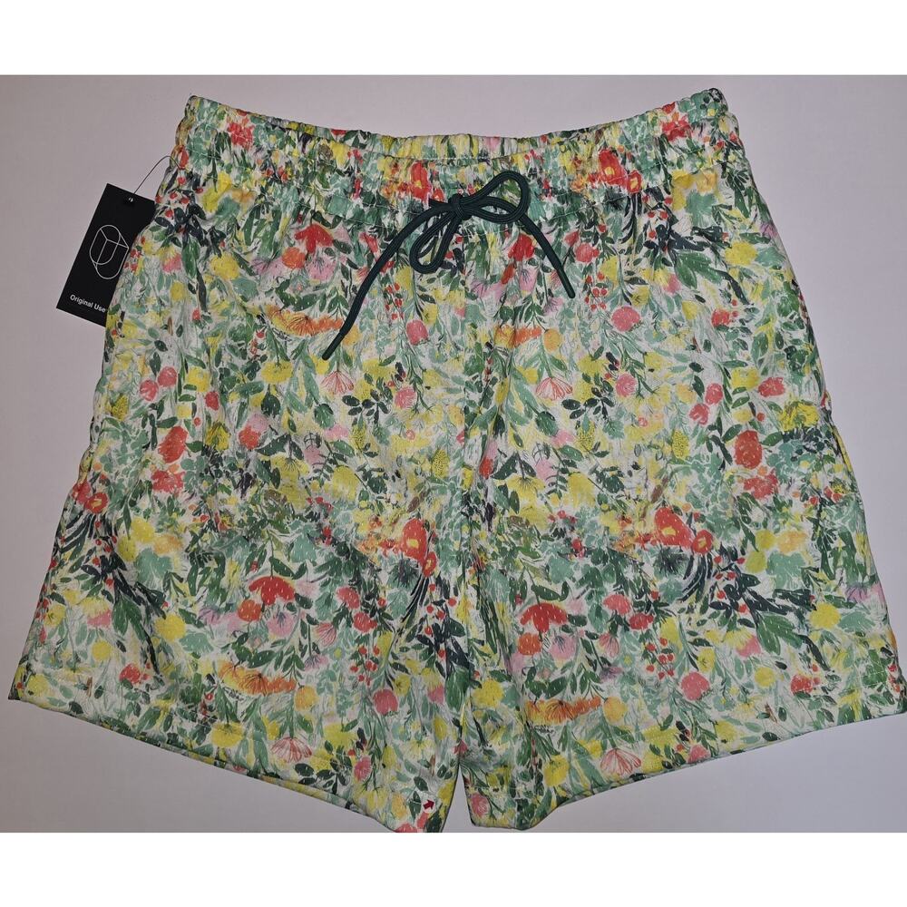 NWT S Men's Drawstring Shorts w/Pockets & Floral Design by Original Use MSRP $20